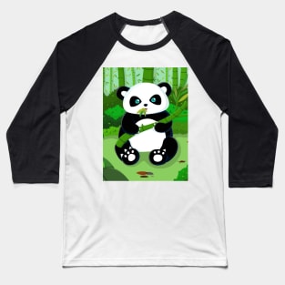 Cute Panda Munching on Bamboo Baseball T-Shirt